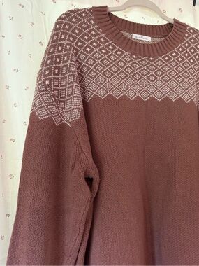 Neuflora Brown Crewneck Fair Isle Sweater